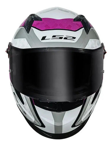 Capacete LS2 FF358 Pro Striker com Spoiler Rosa Cinza Brilhante