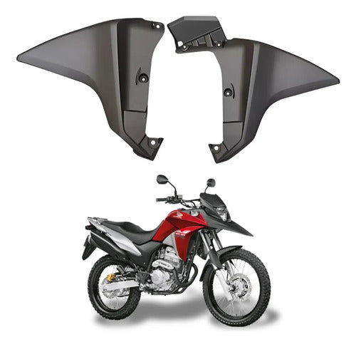 Par de Aletas Abas do Tanque Inferiores Paramotos Honda Xre 300 2013 a 2015 Cinza Fosco