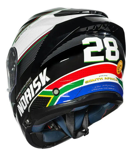 Capacete Norisk FF302 Soul II Grand Prix África do Sul com Óculos Solar Interno Branco Tamanho 60/L