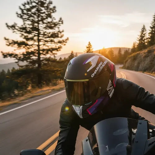 Capacete Norisk Flow Vizion com Spoiler Roxo Rosa Preto Brilhante Tamanho 60/L