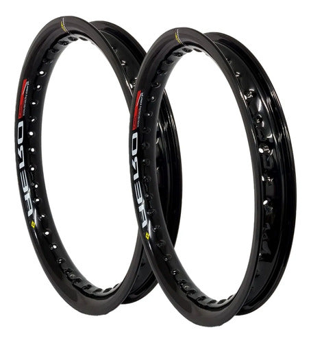 Par de Aros de Roda Aero Slim Monaco Honda Nx 400 Falcon 2.15x21 e 2.50x17 Preto Brilhante