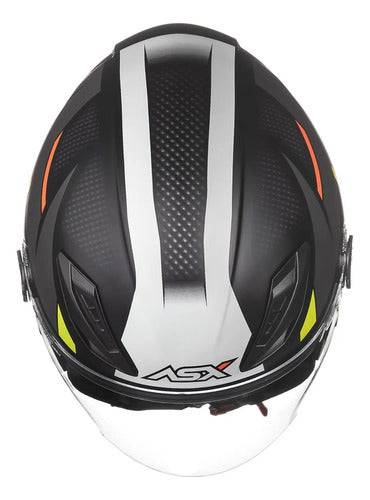 Capacete Aberto ASX City Air Square Preto Grafite Amarelo Fosco
