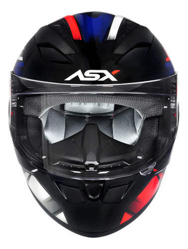 Capacete ASX City Start Preto Vermelho Azul Brilhante