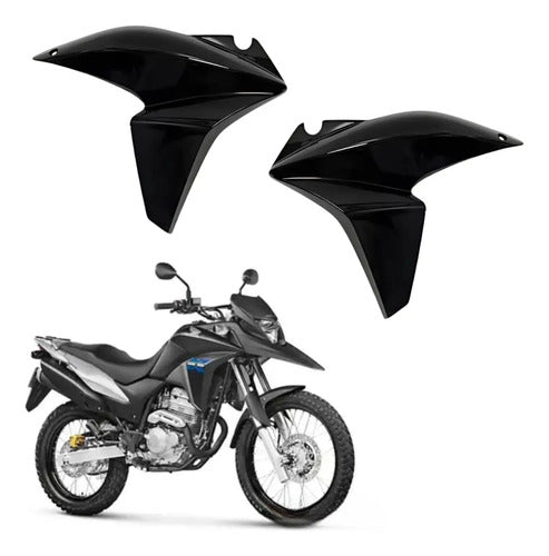 Par de Aletas Abas do Tanque Paramotos Honda Xre 300 2013 a 2015 Preto Brilhante