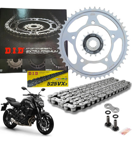 Kit Relação DID Premium com Retentor Yamaha Mt-07 2015 em diante 525VX3 108L 43/16T