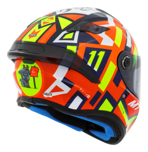 Capacete MT Helmets Targo S Sergio Garcia 2023 Laranja Vermelho Amarelo Brilhante