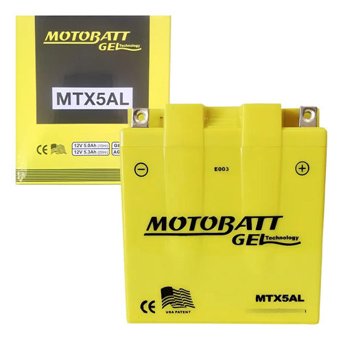 Bateria Motobatt MTX5AL AGM 12V 5Ah Yamaha Crypton 115 Factor Xtz Rd 125 Factor 150 Rd 350
