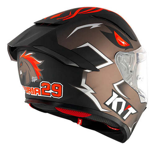 Capacete KYT R2R Fury 29 com Óculos Solar Interno Preto Cinza Vermelho Fosco