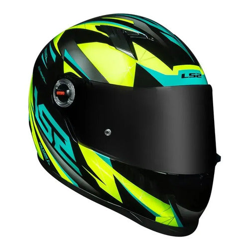 Capacete LS2 FF358 Draze Preto Amarelo Verde Brilhante Tamanho 60/L