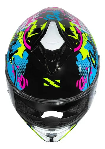 Capacete Norisk Strada II Wow com Óculos Solar Interno Preto Amarelo