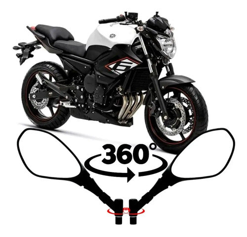 Par de Retrovisores GVS RVG Giro 360 Yamaha Neo 125 Crosser 150 Nmax 160 Lander 250 Xj6 Lente Plana