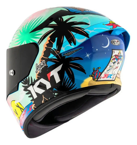 Capacete KYT TT-Course Riccardo Rossi Barcelona Preto Verde Branco