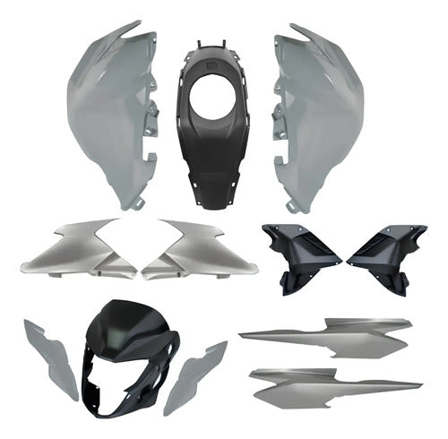 Kit Carenagem Completo Paramotos Honda Cg 160 Titan 2025 em diante Cinza Perolizado