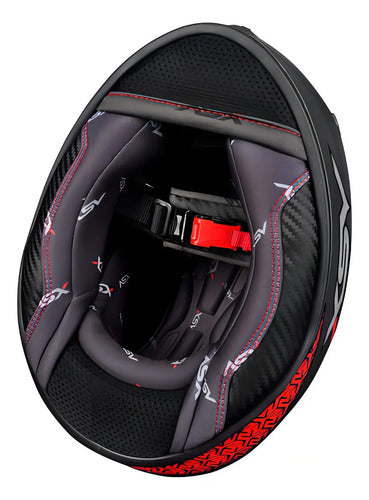 Capacete ASX Draken Concept Cinza Prata Vermelho Fosco