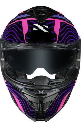 Capacete Norisk Strada II Fusion com Óculos Solar Interno Roxo Rosa Preto Brilhante