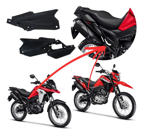 Par de Tampas Laterais Internas Paramotos Honda Bros 160 2015 em diante Xre 190 2025 em diante Preto