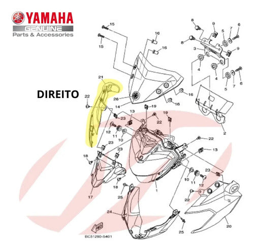 Carenagem Lateral do Farol Direita Yamaha Fazer Fz25 250 2018 a 2021 Azul