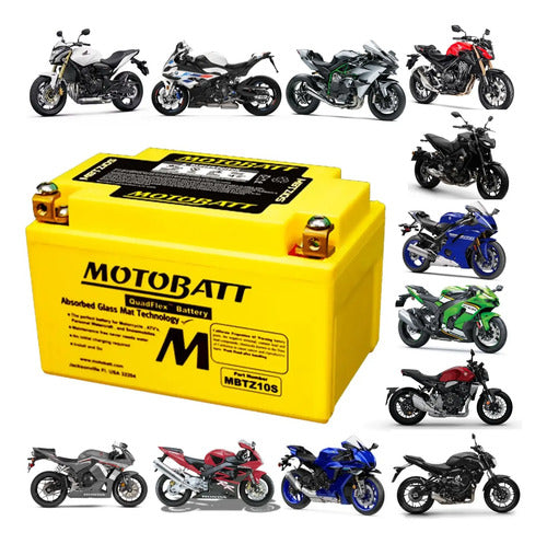 Bateria Motobatt MBTZ10S AGM 12V 8,5Ah Yamaha Mt-07 Mt-09 Yzf-R6 Yzf-R1 Honda Cb 500f Cb 500x