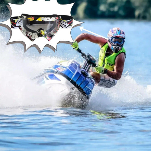 Óculos Proteção Jetski Snowboard Paintball Corrida Branco Cristal