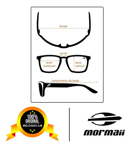 Óculos De Sol Mormaii Joaca 2 00445a1412 Armação Preto Fosco E Lentes Em Azul Espelhado Curvado
