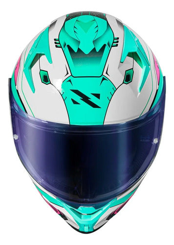 Capacete Norisk Flow Robot com 2 Viseiras e Spoiler Branco Verde Brilhante