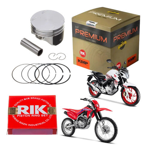 Kit Pistão com Anéis KMP Premium Honda Cb 250f Twister 2016 a 2022 Crf 250f 2019 a 2025 0,50 mm