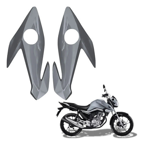 Bananinha Par de Carenagens Laterais do Farol Paramotos Honda Cg 160 Titan 2016 a 2021 Prata Ibiúna