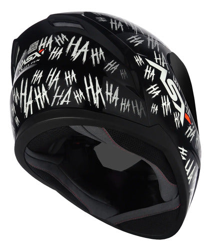 Capacete ASX City Fun Preto Branco Brilhante