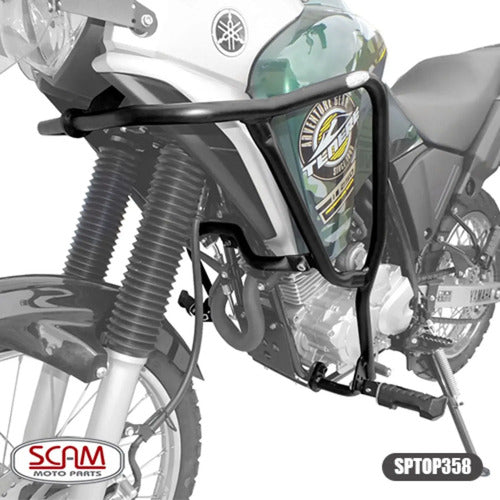 Protetor de Motor com Pedaleira Scam Yamaha Ténéré 250 2011 a 2018 Preto Fosco