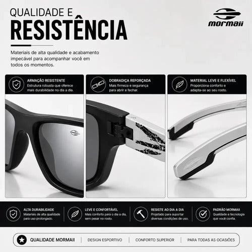 Óculos De Sol Mormaii Joaca 4 Preto Masculino M0112aat09 Cor Da Armação Preto Com Hastes Brancas