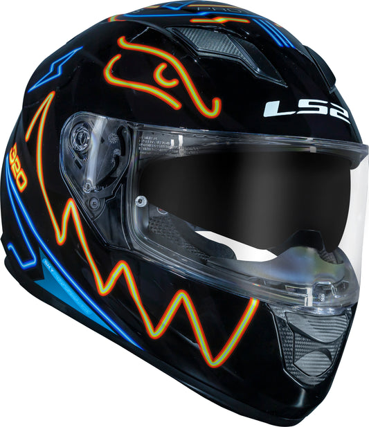 Capacete Ls2 Ff320 Stream Neon Azul Laranja