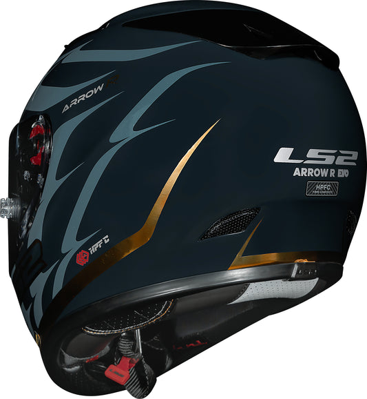 Capacete Ls2 Arrow R ff323 Flames Azul Dourado