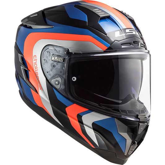 Capacete Ls2 Challenger ff327 Gallatic Azul Laranja