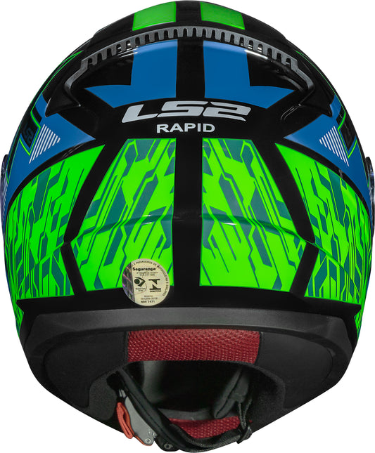 Capacete Ls2 Rapid ff353 Xtreet Azul e Verde