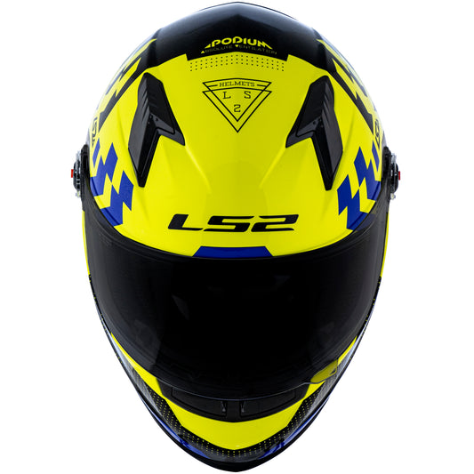 Capacete Ls2 Ff358 Classic Podium Amarelo Preto Azul
