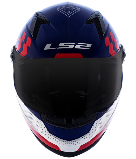 Capacete Ls2 Ff358 Classic Podium Azul Branco Vermelho