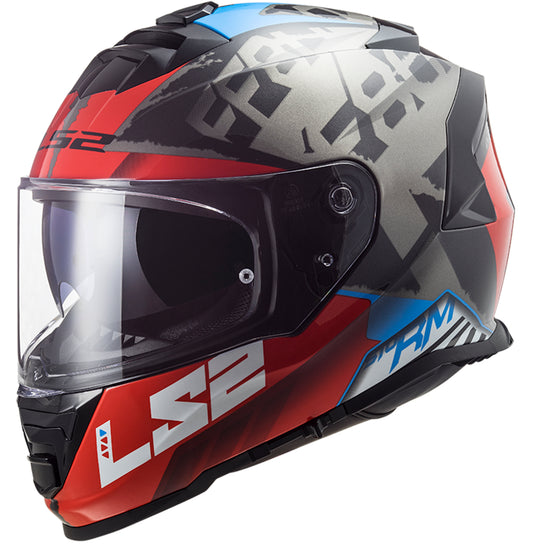 Capacete Ls2 Ff800 Storm Splinter Preto Vermelho Titânio
