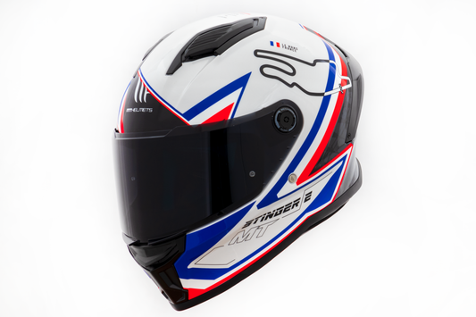 Capacete Mt Helmets Stinger 2 Grand Prix A7 France Brilho