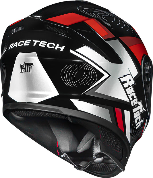 Capacete Race Tech Hit Draw Prata Vermelho
