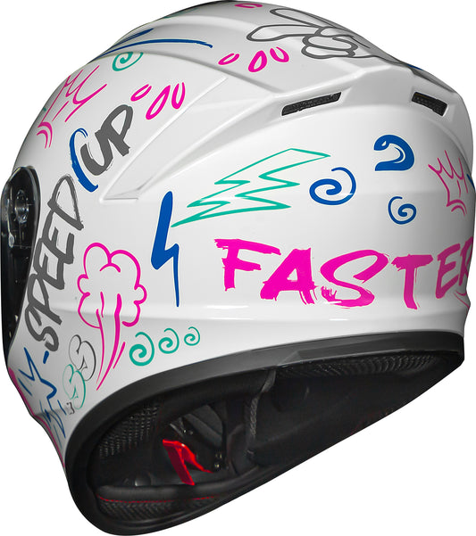 Capacete Race Tech Hit Faster Branco Rosa