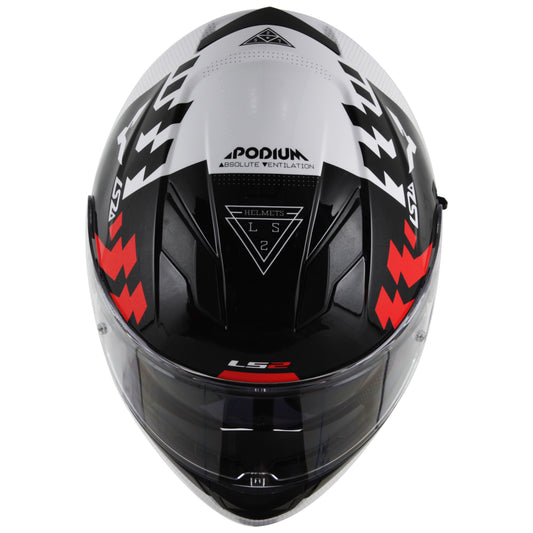 Capacete Ls2 Ff320 Stream Podium Preto Branco Vermelho
