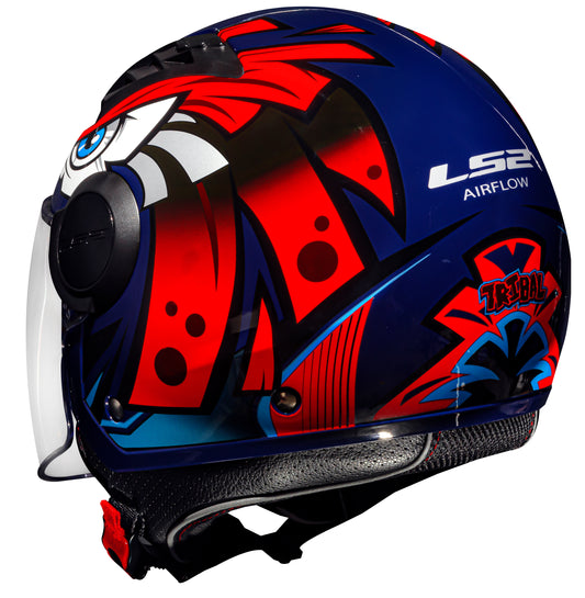 Capacete Ls2 Airflow of562 Tribal Azul Laranja
