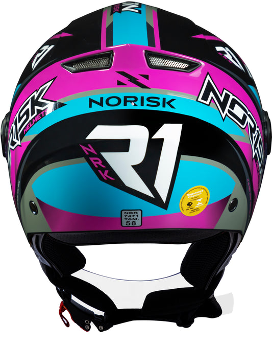 Capacete Norisk Orion R1 Preto Rosa Azul