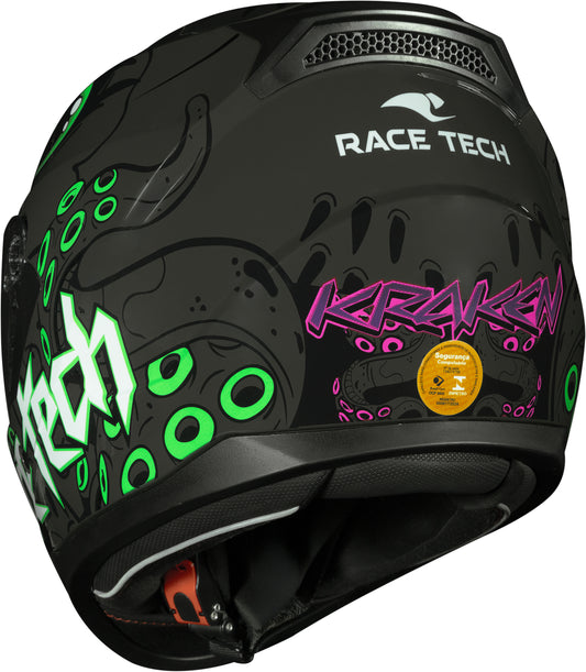 Capacete Race Tech Sector Kraken Cinza Verde