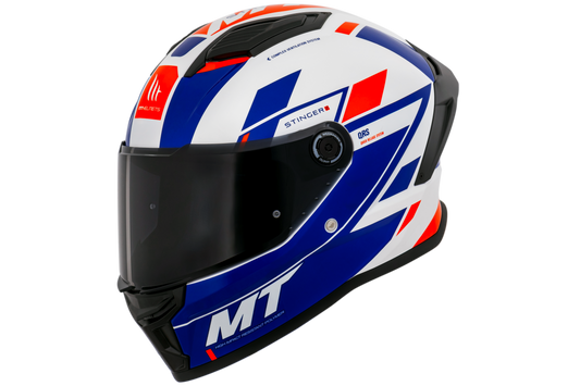 Capacete Mt Helmets Stinger 2 Zivze E7 Branco Azul Brilho