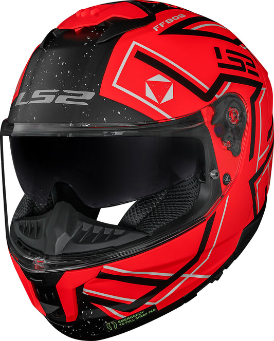 Capacete Ls2 Stream II ff808 Maze Matt Vermelho Preto