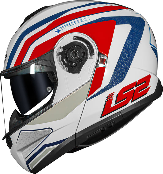 Capacete Ls2 Strobe II ff908 Phantom Branco Azul Vermelho