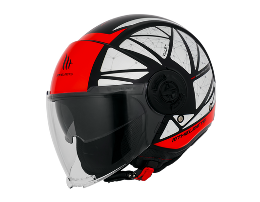 Capacete Mt Helmets Viale SV Daven A5 Preto Vermelho Brilho