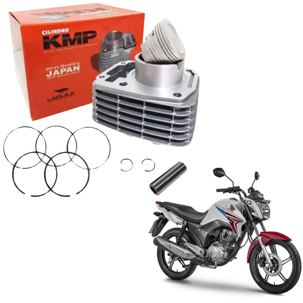 KIT COM CILINDRO PISTAO KMP HONDA CG TITAN FAN 150CC PARA 190CC AUMENTO CILINDRADA