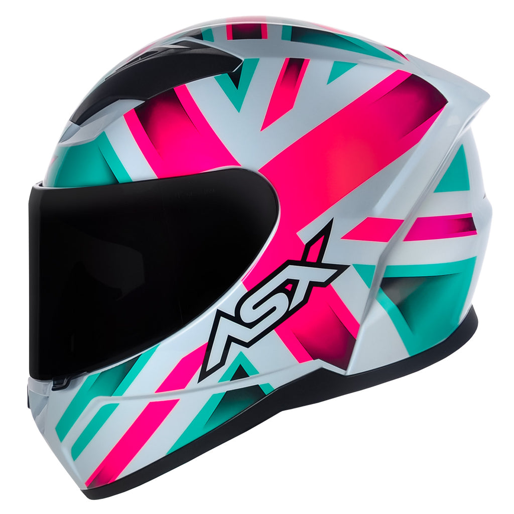Capacete ASX City Kingdom Brilho Branco/Rosa/Tiffany